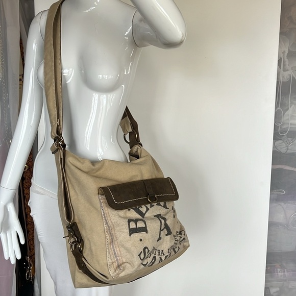 Selena Vaughar Large Canvas Zip Top Crossbody Shoulder Bag - Picture 2 of 13